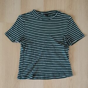 Forever 21 Forest Green and White Striped Top